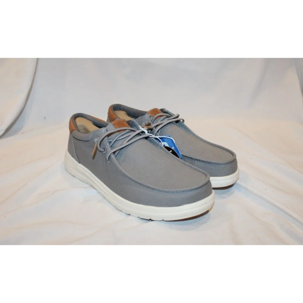 Hey Dude Paul Canvas Men's Lace-Up Sneakers MONUMENT GRAY NIB SZ 8